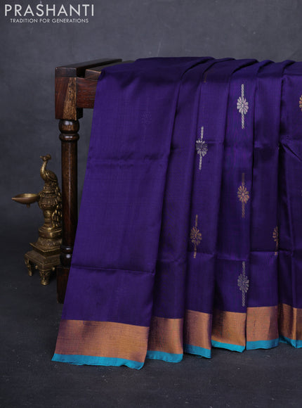 Blue & Teal Green Pure Uppada Silk - Buttas