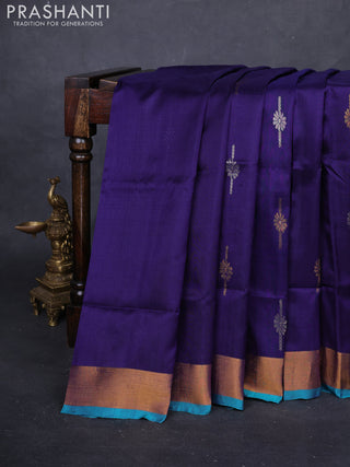 Blue & Teal Green Pure Uppada Silk - Buttas