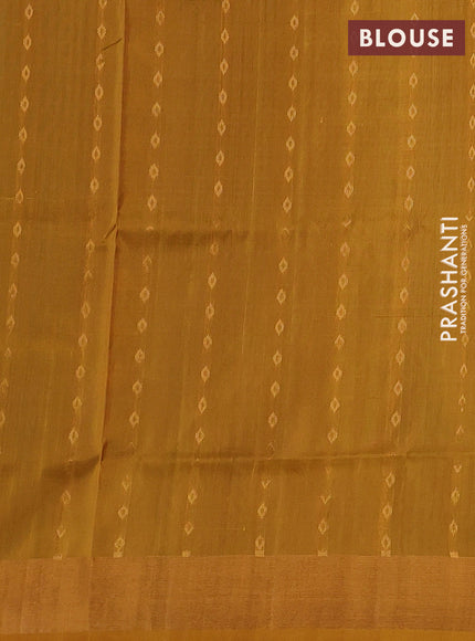 Cs Blue & Mustard Pure Uppada Silk - Buttas
