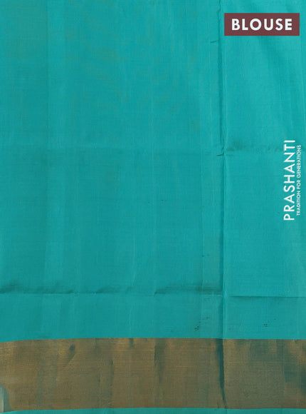 Teal  Pure Uppada Silk - Buttas