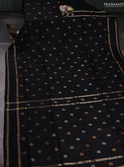 Black Pure Uppada Silk - Buttas