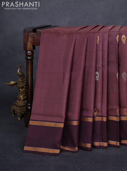 Pastel Brown & Coffee Brown Pure Uppada Silk - Buttas