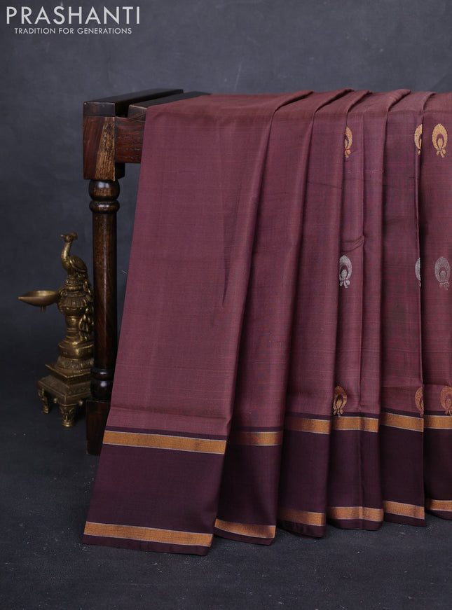 Pastel Brown & Coffee Brown Pure Uppada Silk - Buttas