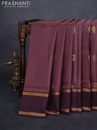 Pastel Brown & Coffee Brown Pure Uppada Silk - Buttas
