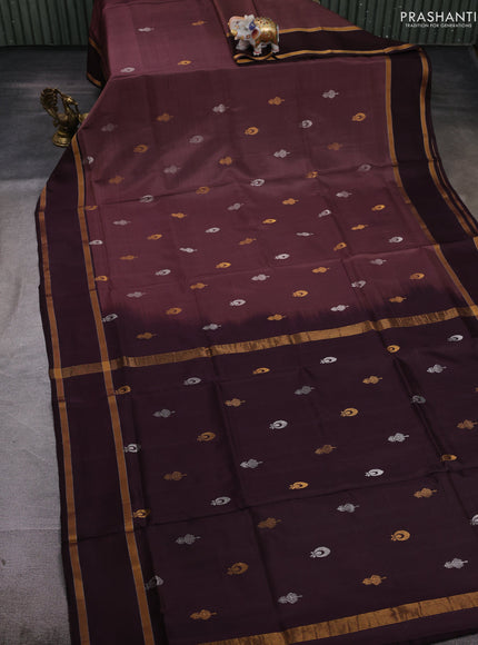 Pastel Brown & Coffee Brown Pure Uppada Silk - Buttas