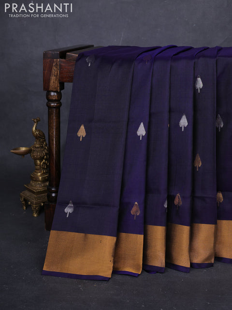 Navy Blue Pure Uppada Silk - Jamdhani Pallu
