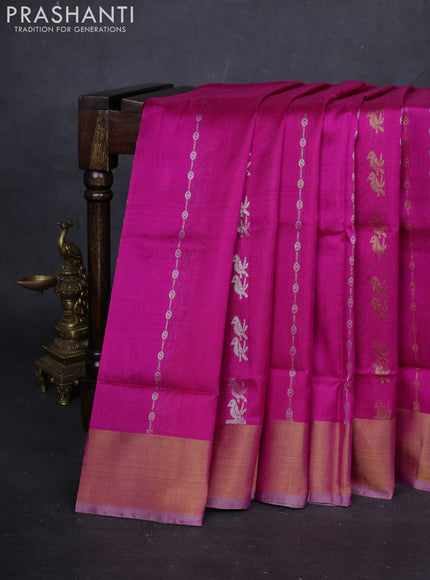 Pink & Beige Pure Uppada Silk - Weaves