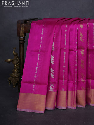 Pink & Beige Pure Uppada Silk - Weaves