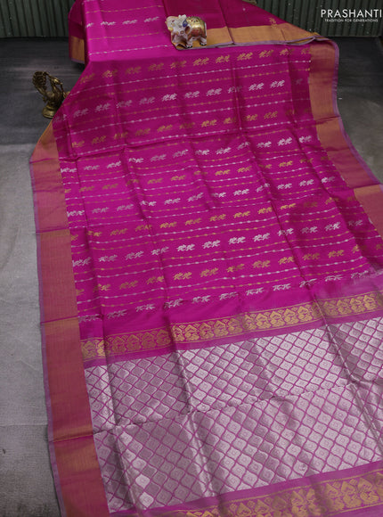 Pink & Beige Pure Uppada Silk - Weaves