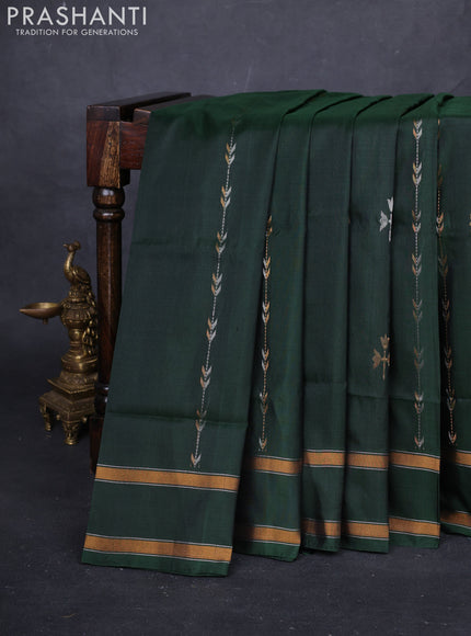 Bottle Green Pure Uppada Silk - Weaves