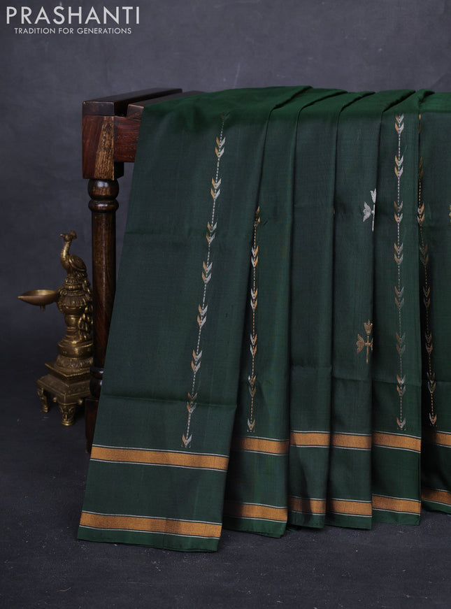 Bottle Green Pure Uppada Silk - Weaves