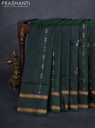 Bottle Green Pure Uppada Silk - Weaves