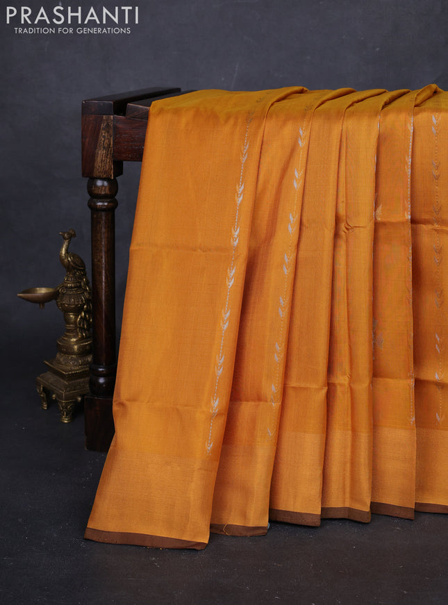 Mustard & Coffee Brown Pure Uppada Silk - Weaves