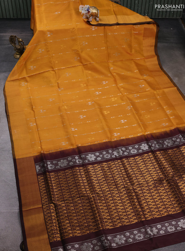 Mustard & Coffee Brown Pure Uppada Silk - Weaves