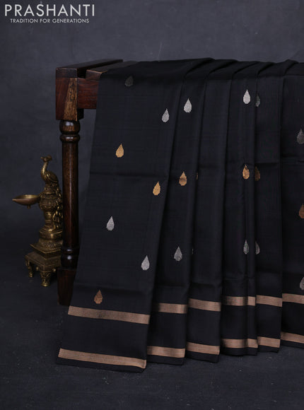 Black Pure Uppada Silk - Buttas