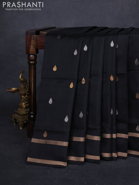 Black Pure Uppada Silk - Buttas