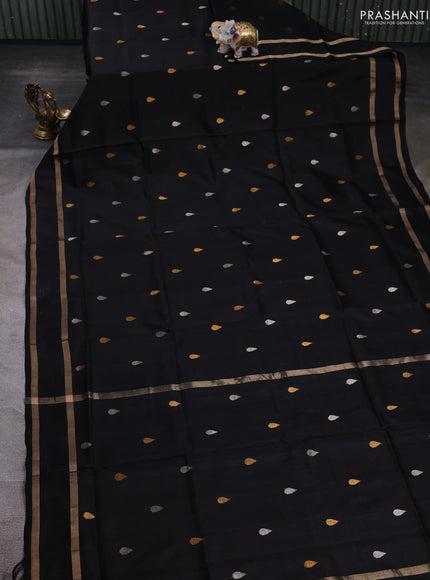 Black Pure Uppada Silk - Buttas