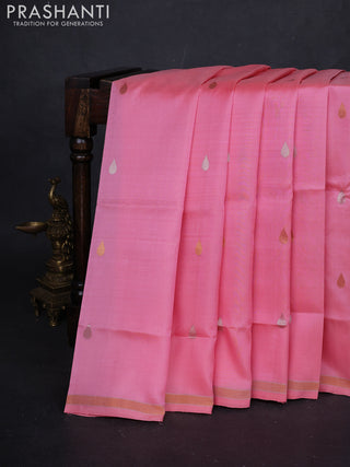 Peach  Pure Uppada Silk - Buttas