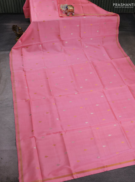 Peach  Pure Uppada Silk - Buttas