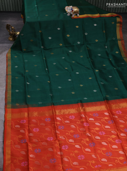 Green & Orange Pure Uppada Silk - Jamdhani Pallu