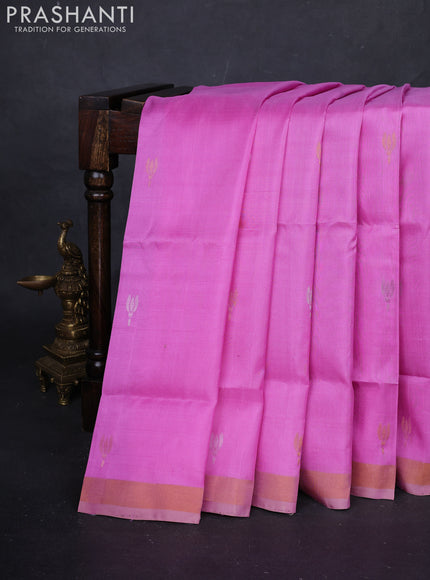Light Pink & Pastel Peach Pure Uppada Silk - Jamdhani Pallu