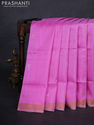 Light Pink & Pastel Peach Pure Uppada Silk - Jamdhani Pallu