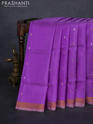 Violet & Pastel Peach Pure Uppada Silk - Jamdhani Pallu