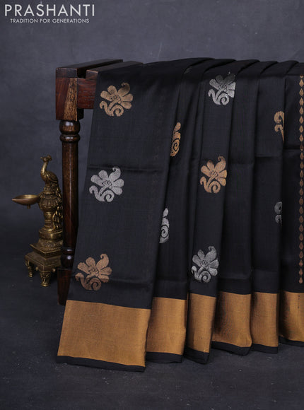 Black Pure Uppada Silk - Buttas