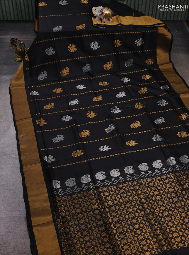 Black Pure Uppada Silk - Buttas