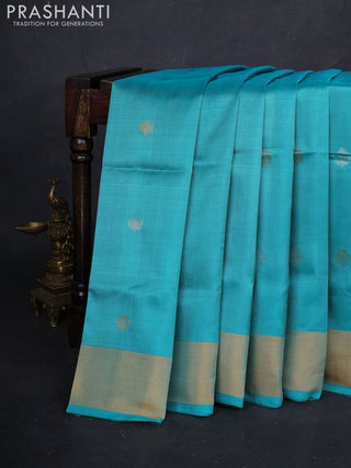 Teal Blue Pure Uppada Silk - Buttas