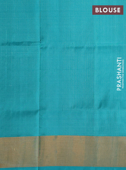 Teal Blue Pure Uppada Silk - Buttas