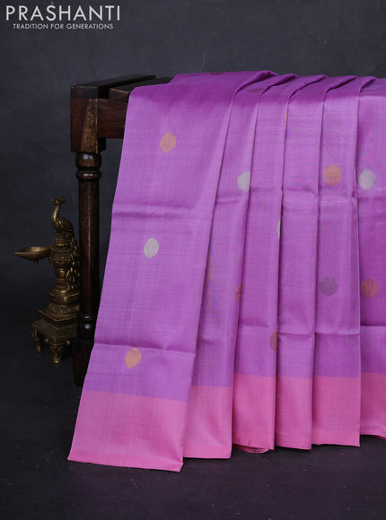Lavender & Peach Pink Pure Uppada Silk - Buttas