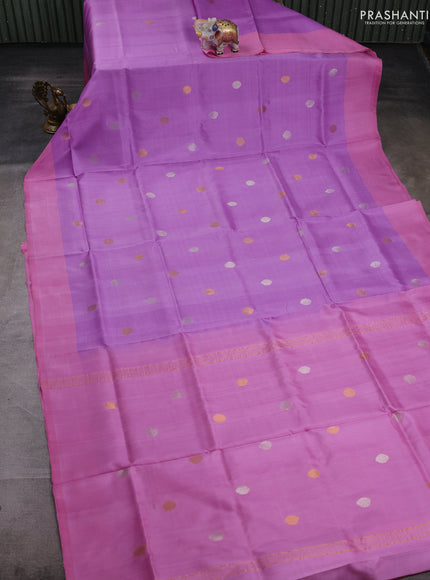 Lavender & Peach Pink Pure Uppada Silk - Buttas