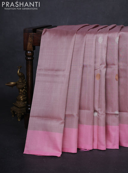 Pastel Peach & Light Pink Pure Uppada Silk - Buttas