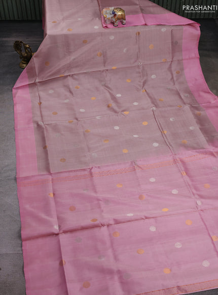 Pastel Peach & Light Pink Pure Uppada Silk - Buttas