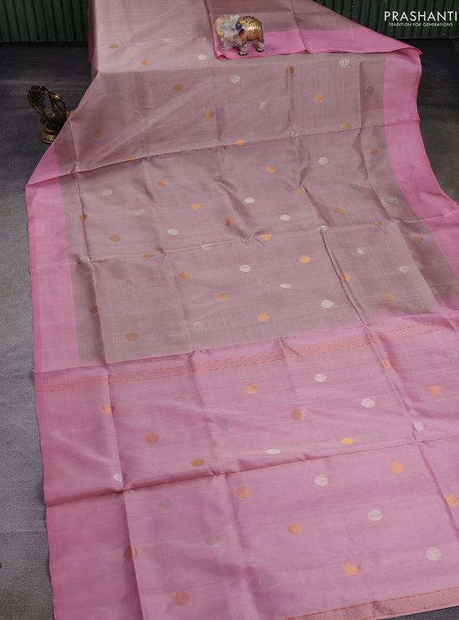 Pastel Peach & Light Pink Pure Uppada Silk - Buttas
