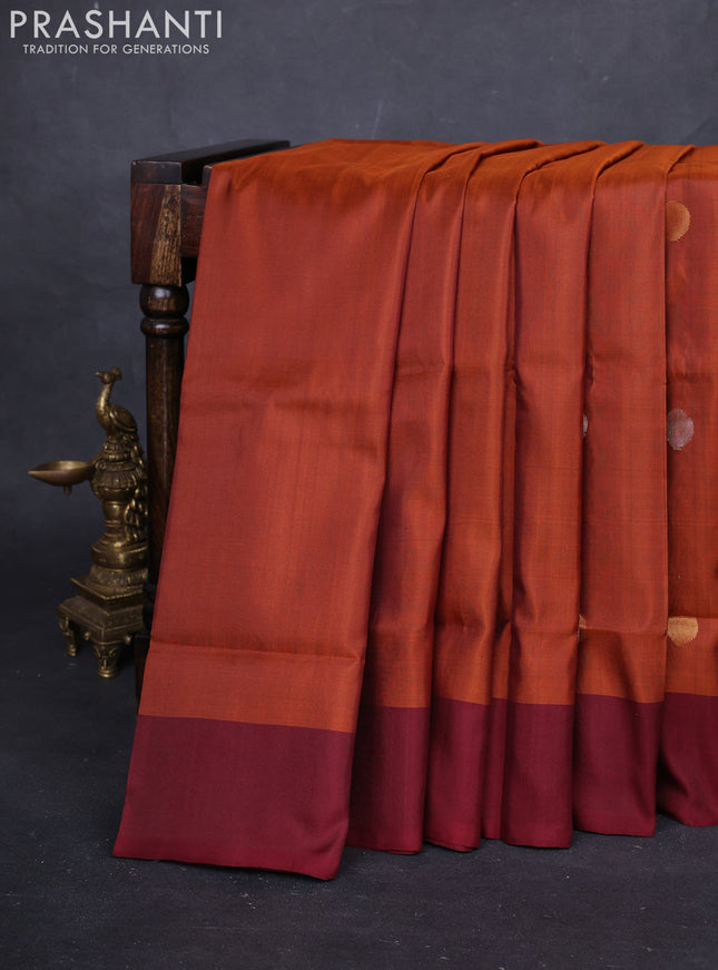 Rust  & Maroon Pure Uppada Silk - Buttas