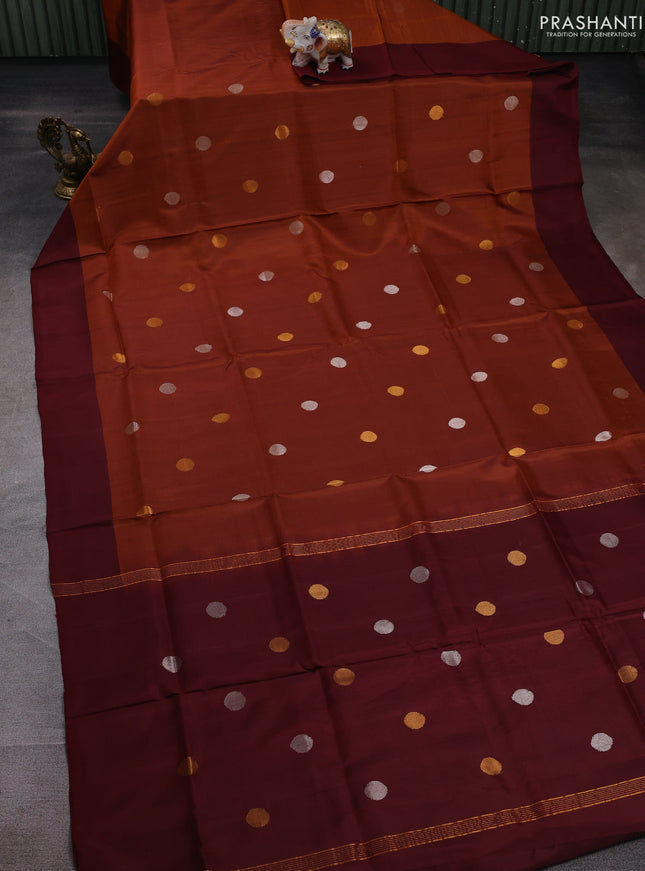Rust  & Maroon Pure Uppada Silk - Buttas