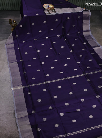 Nay Blue & Grey Pure Uppada Silk - Coin Buttas