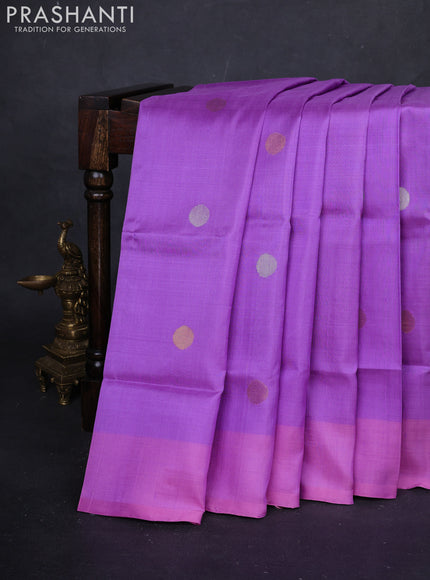 Lavender & Peach Pink Pure Uppada Silk - Coin Buttas