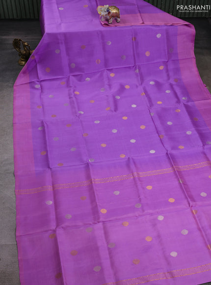 Lavender & Peach Pink Pure Uppada Silk - Coin Buttas