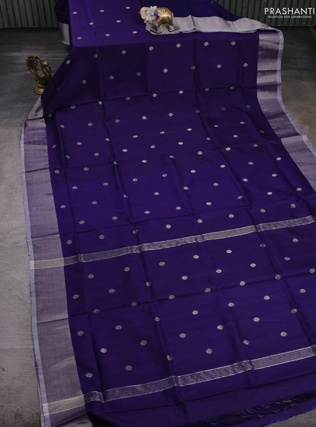 Blue Pure Uppada Silk - Coin Buttas