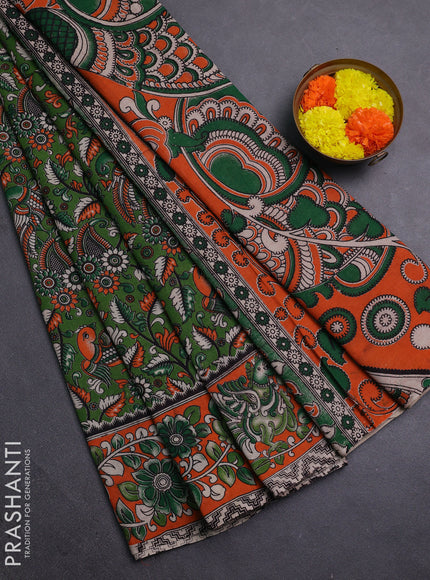 Green & Orange Kalamkari Cotton Saree