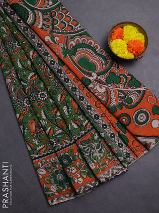 Green & Orange Kalamkari Cotton Saree