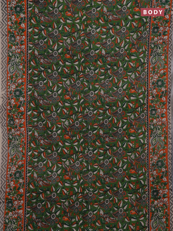 Green & Orange Kalamkari Cotton Saree