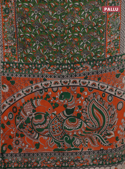 Green & Orange Kalamkari Cotton Saree