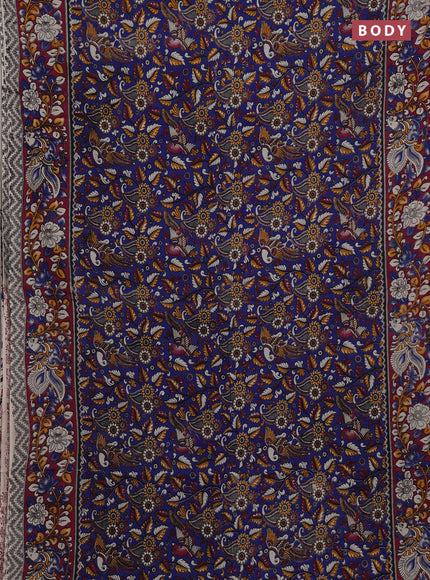 Blue & Magenta Pink Kalamkari Cotton Saree