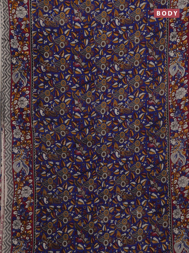 Blue & Magenta Pink Kalamkari Cotton Saree