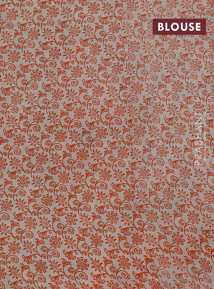 Beige & Orange Kalamkari Cotton Saree