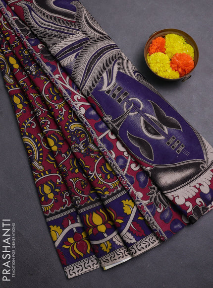 Magenta Pink & Violet Kalamkari Cotton Saree